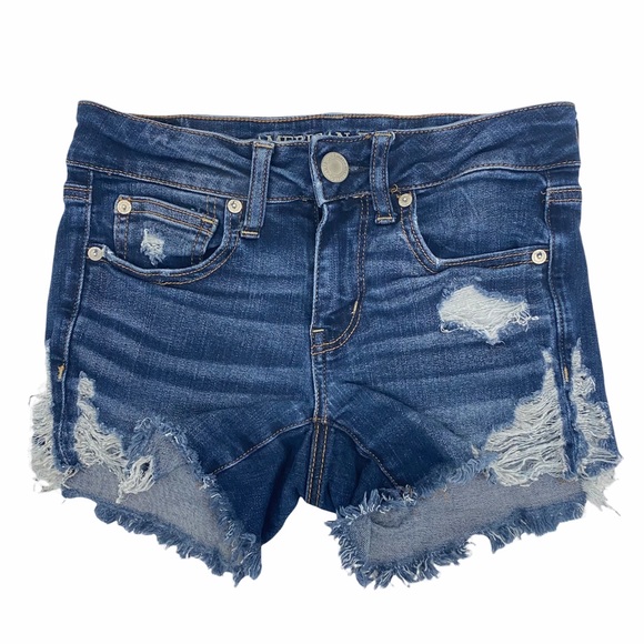 American Eagle Outfitters Pants - American Eagle Distressed Jean Shorts Frayed Blue Size 2